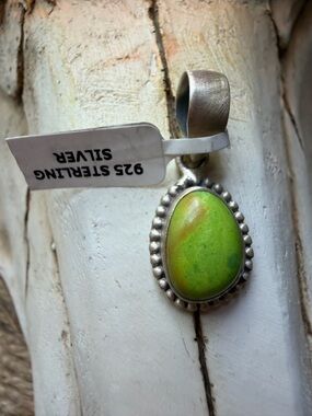 Sterling Silver Gaspeite Stone Pendant Necklace